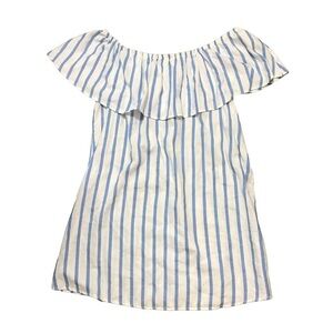 3/$15 *New* Iris blue white stripe off shoulder ruffle mini dress